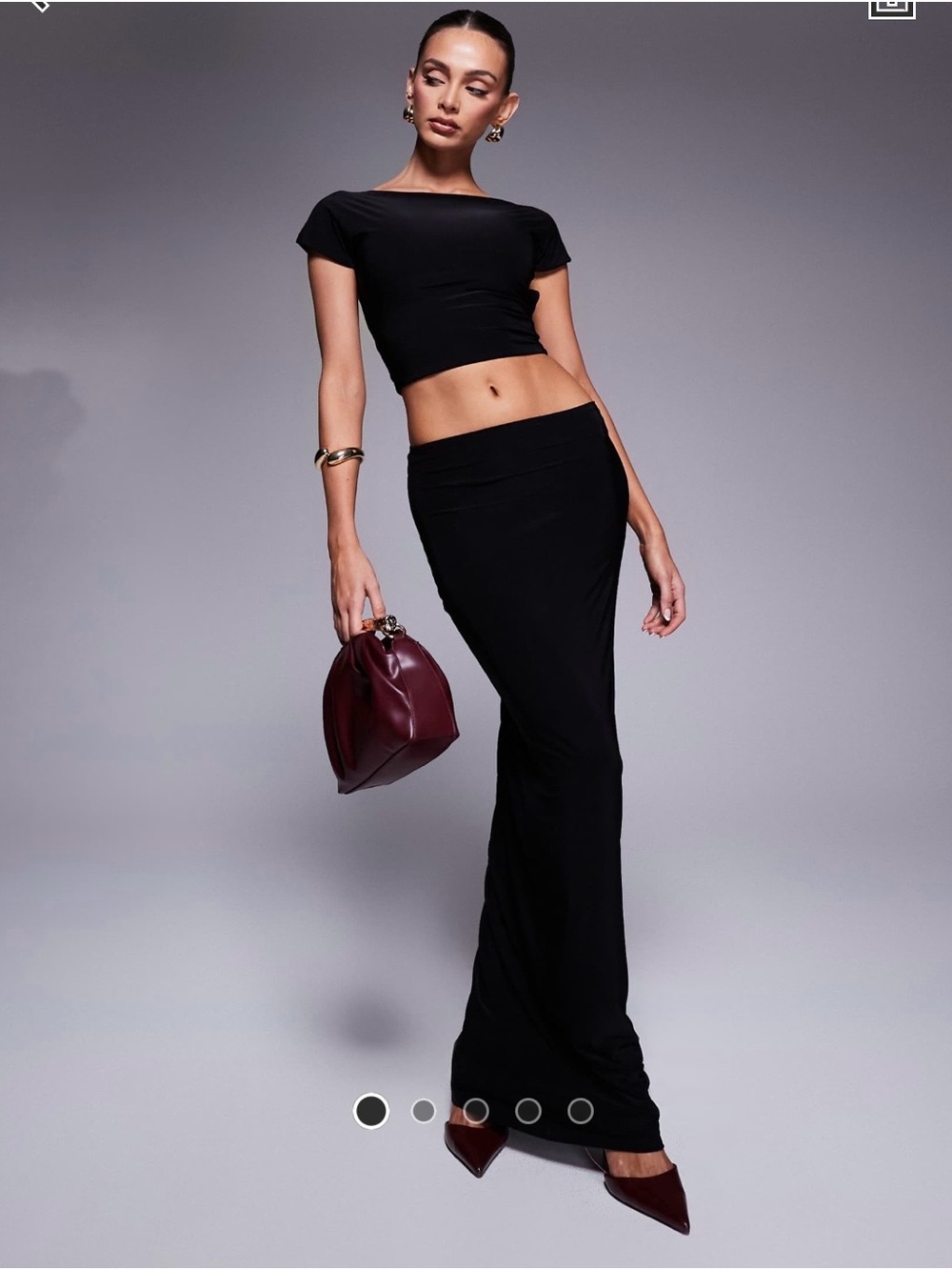 High-Waist Black Maxi Skirt set - Sleek Long Silhouette